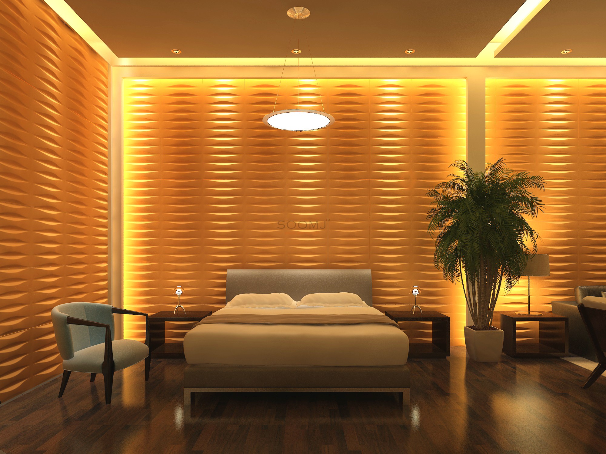 Cozy 3D Wall Panelling Designs in Living room