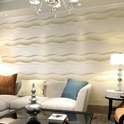 High-End Luxury wall paper Simple Style Waves Stripes papel de parede Embossed Textured Flocking Wallpaper tapete #C17SN35006